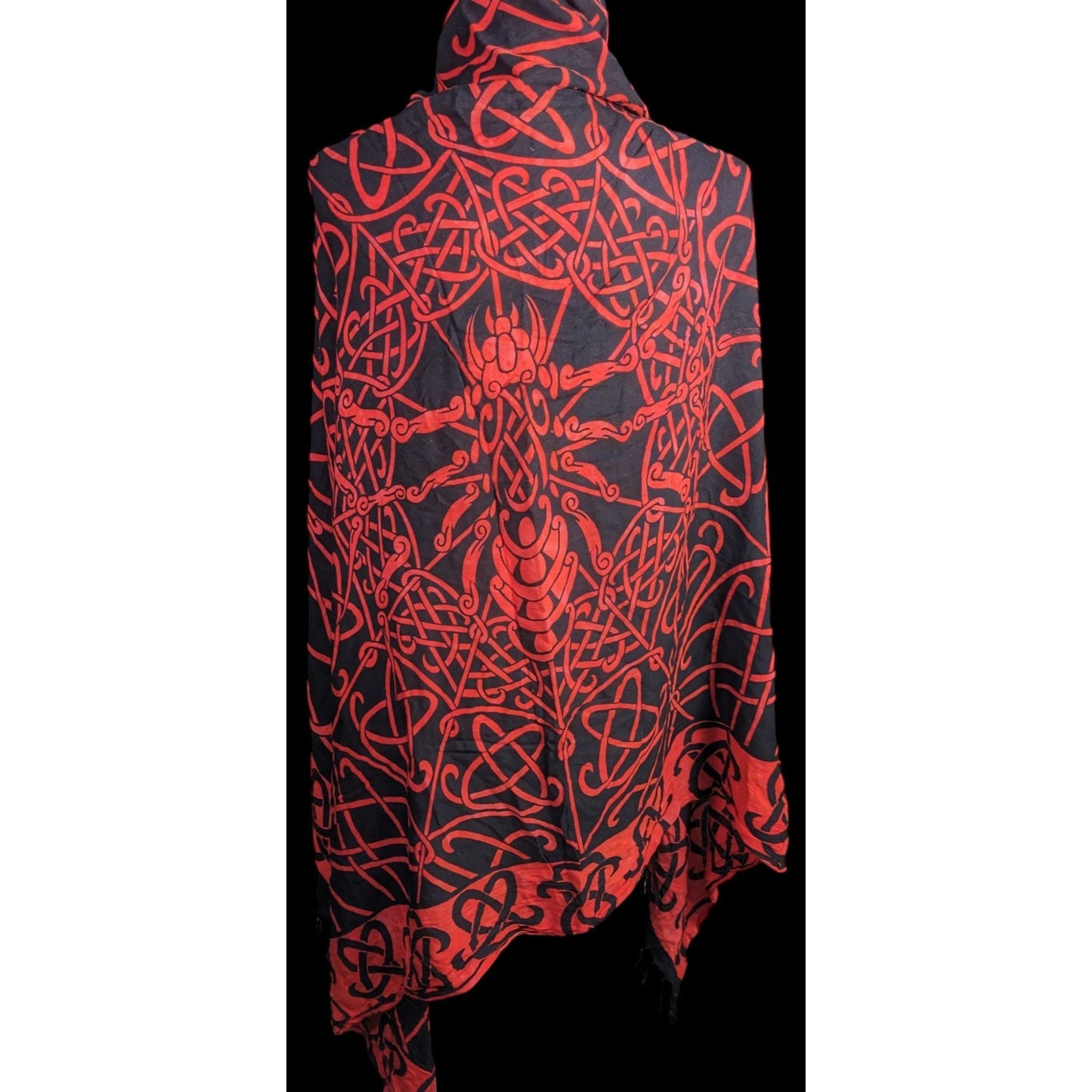 Curious Designs Red & Black Gothic Celtic Spider Tapestry Wrap/Shawl With Fringe 66"x47" Indonesia