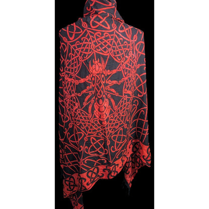 Curious Designs Red & Black Gothic Celtic Spider Tapestry Wrap/Shawl With Fringe 66"x47" Indonesia