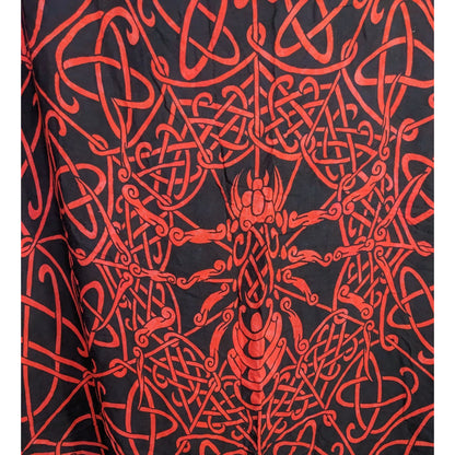 Curious Designs Red & Black Gothic Celtic Spider Tapestry Wrap/Shawl With Fringe 66"x47" Indonesia