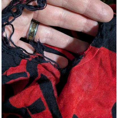 Curious Designs Red & Black Gothic Celtic Spider Tapestry Wrap/Shawl With Fringe 66"x47" Indonesia