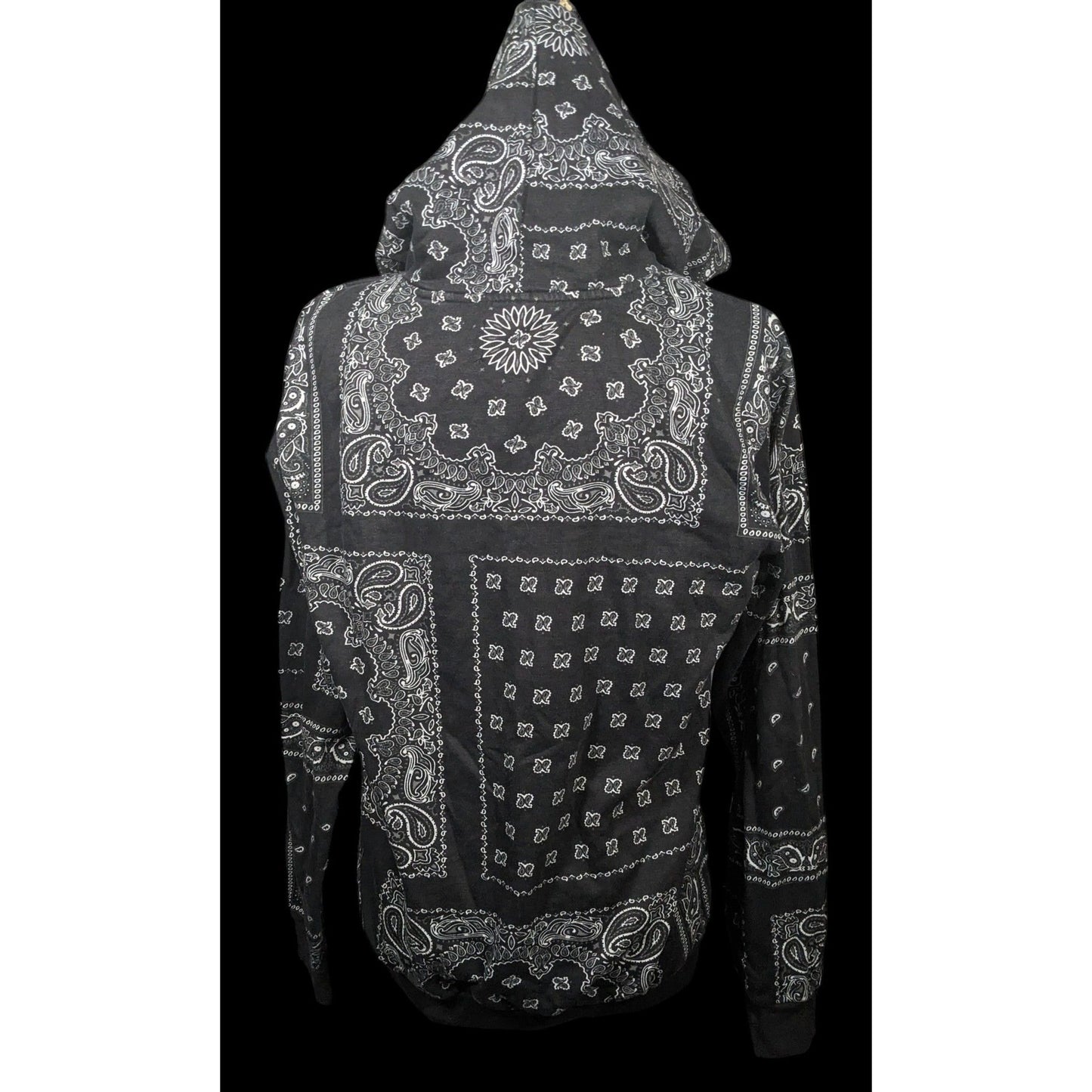 Navy Yard Paisley Handkerchief Style Print Black And White Hoodie