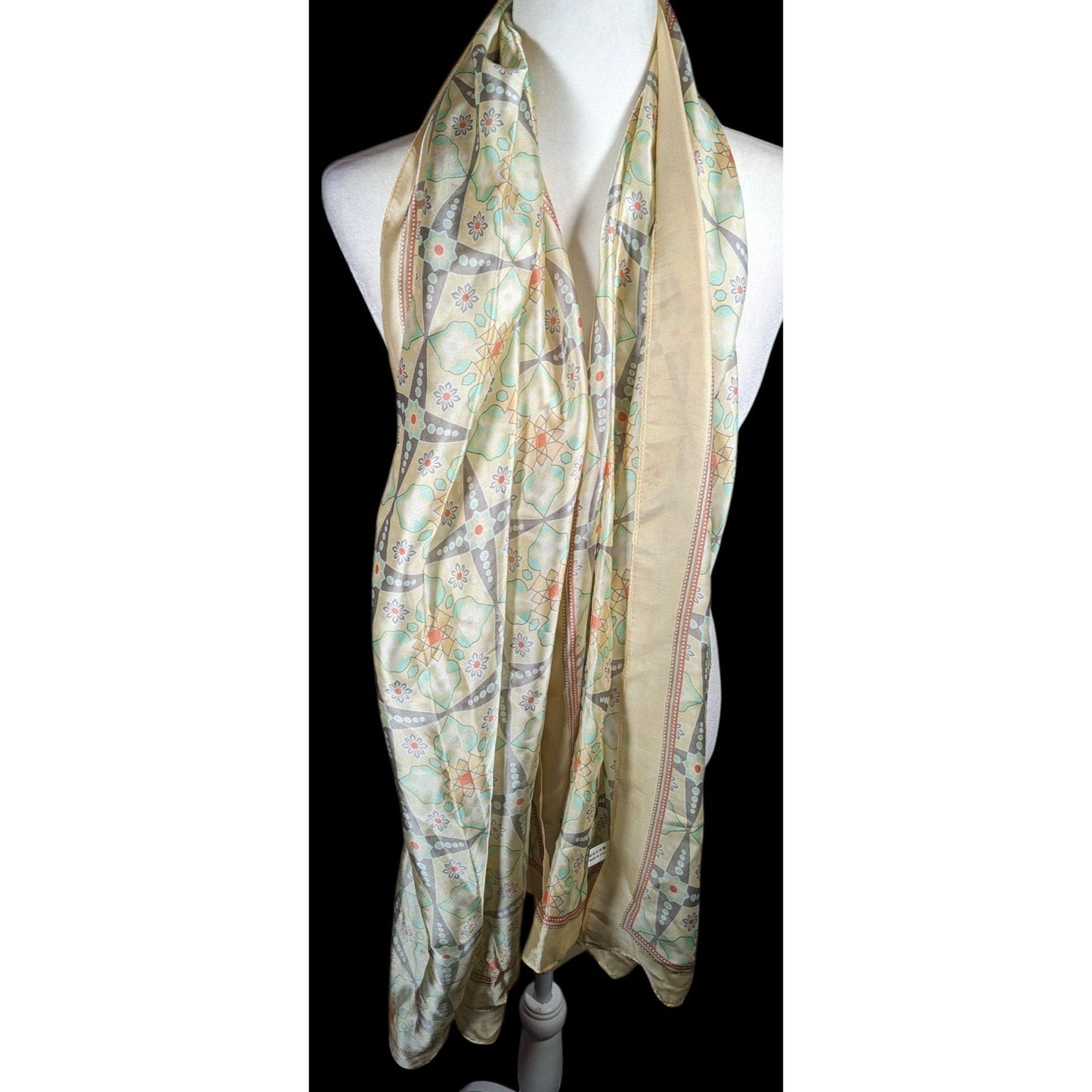 Vintage Retro Floral Pastel Yellow Scarf/Shawl/Wrap