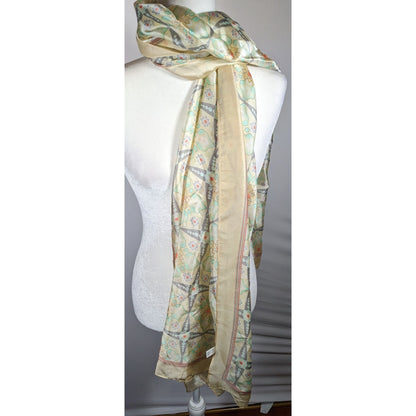 Vintage Retro Floral Pastel Yellow Scarf/Shawl/Wrap