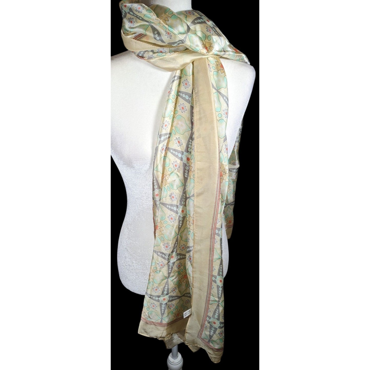 Vintage Retro Floral Pastel Yellow Scarf/Shawl/Wrap