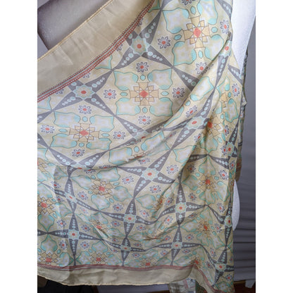 Vintage Retro Floral Pastel Yellow Scarf/Shawl/Wrap