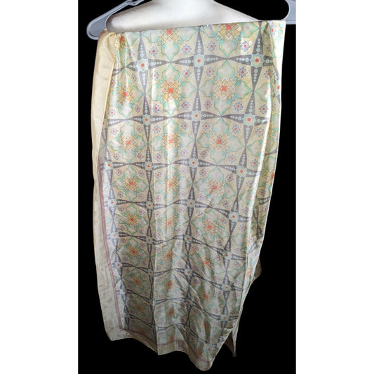 Vintage Retro Floral Pastel Yellow Scarf/Shawl/Wrap