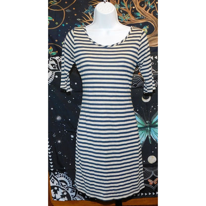 Velvet Touch Striped Blue And Grey Bodycon Dress