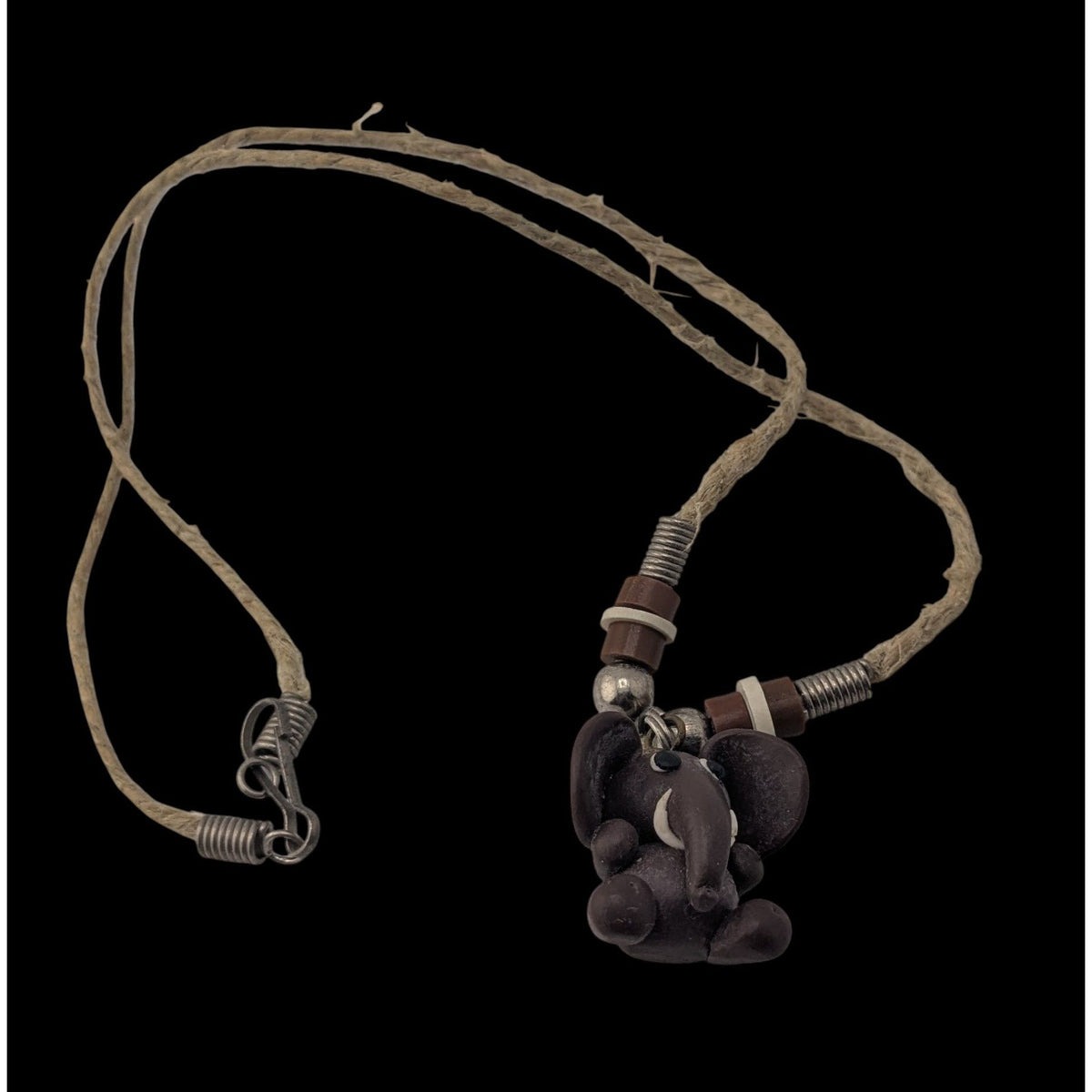 Boho Safari Handmade Elephant Pendant Beaded Cord Necklace