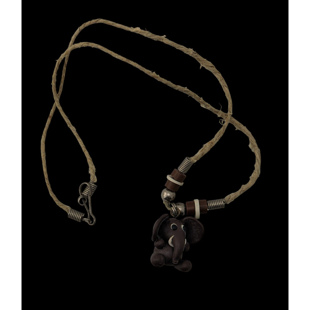 Boho Safari Handmade Elephant Pendant Beaded Cord Necklace