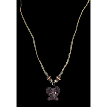 Boho Safari Handmade Elephant Pendant Beaded Cord Necklace