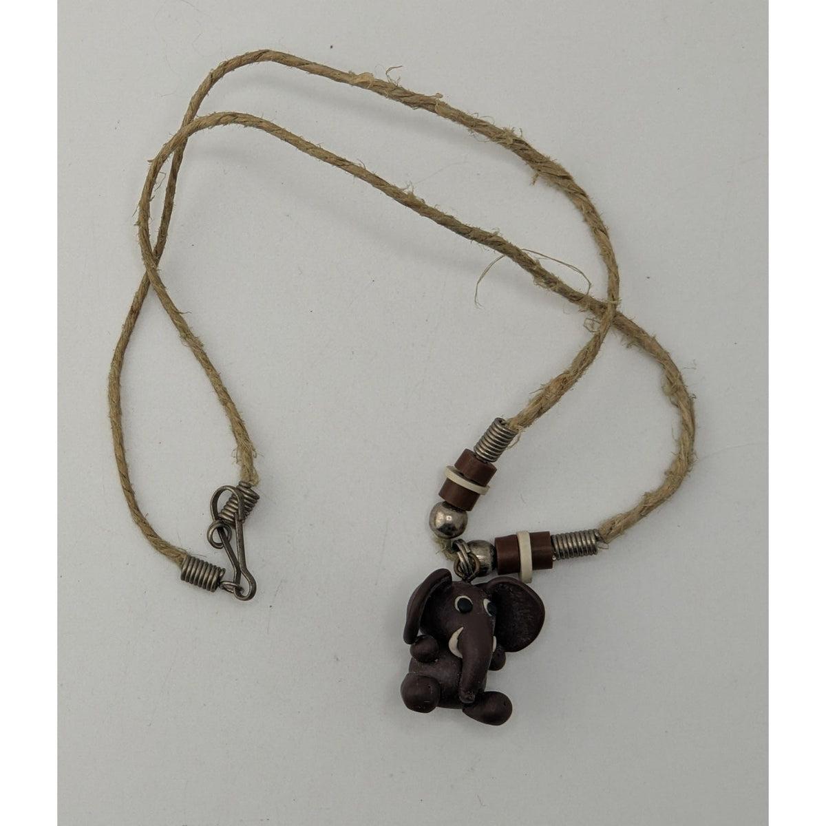 Boho Safari Handmade Elephant Pendant Beaded Cord Necklace