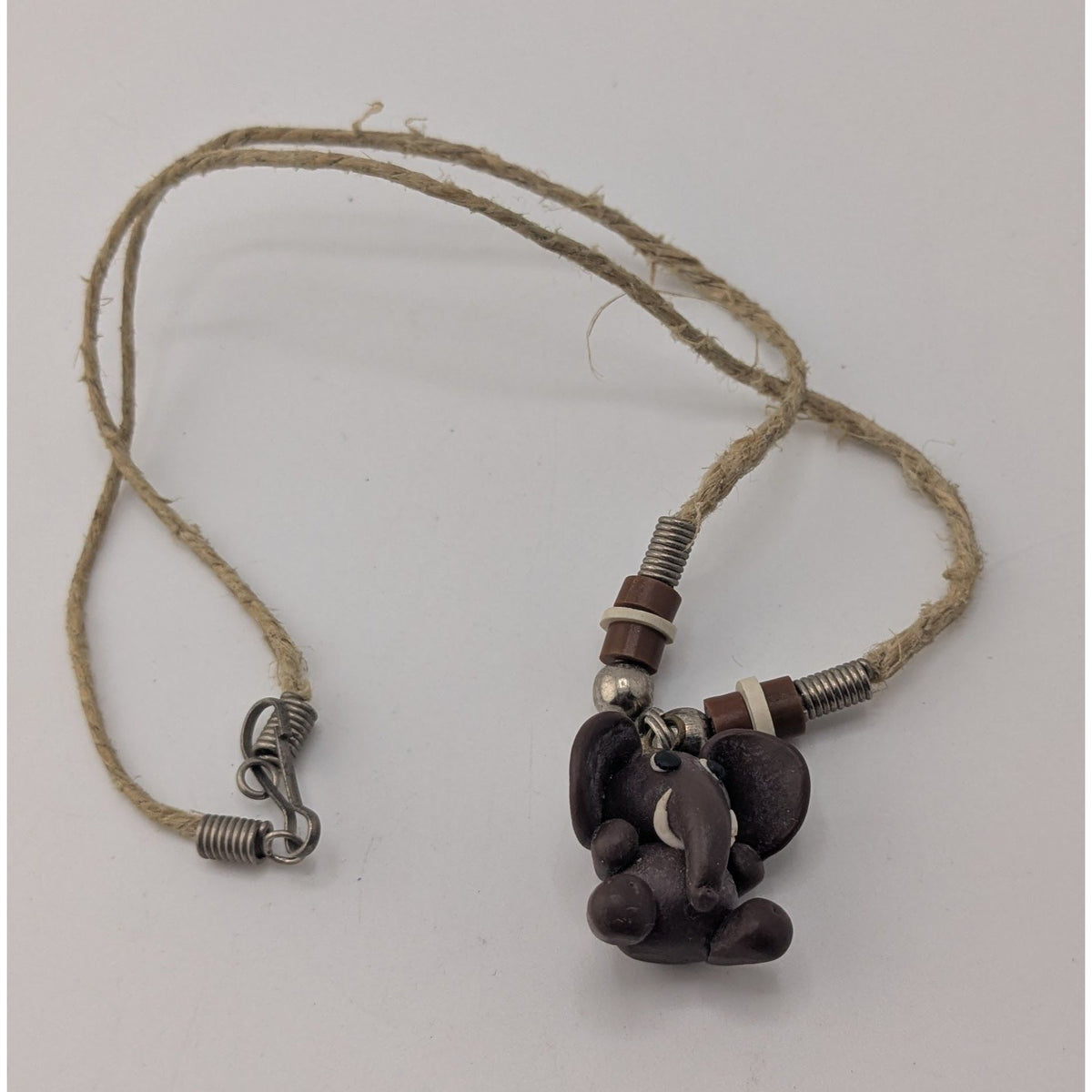Boho Safari Handmade Elephant Pendant Beaded Cord Necklace