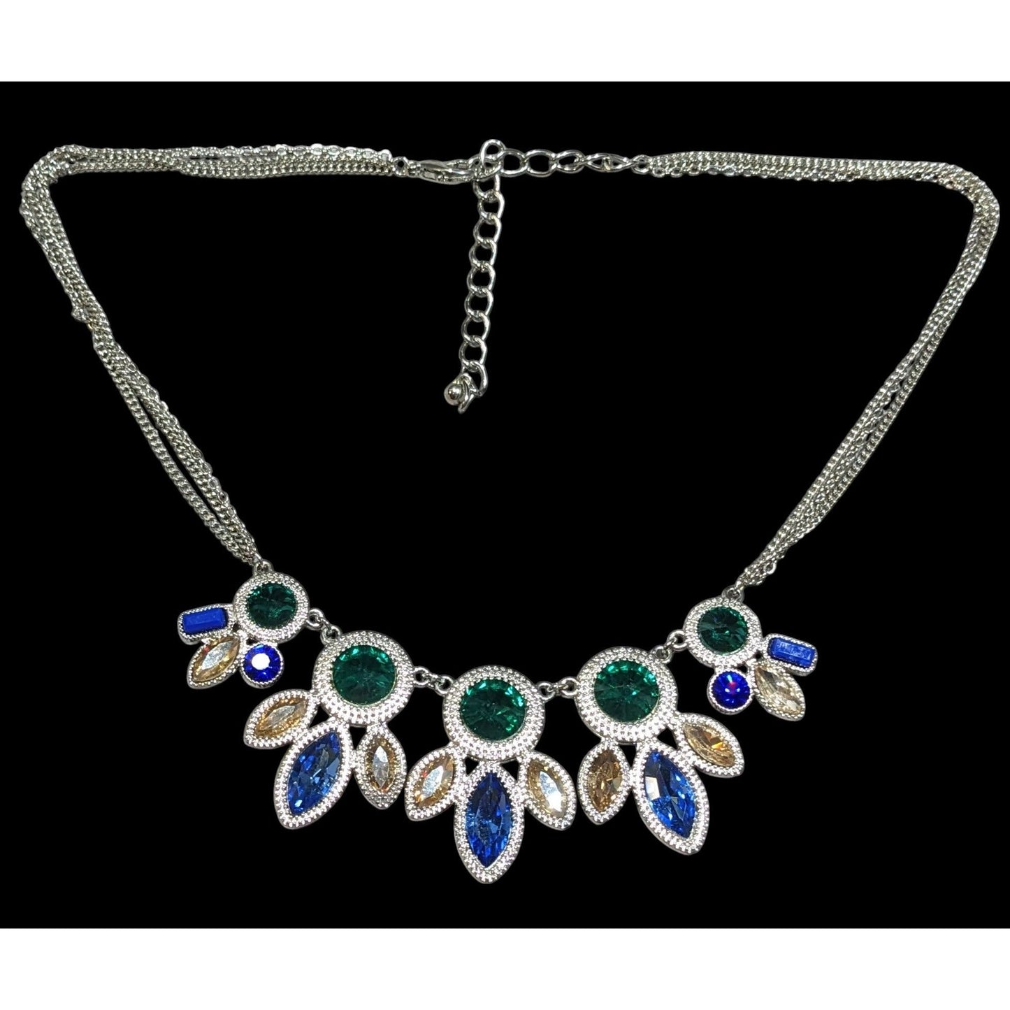 Elegant Jewel Tone Mermaidcore Gemmed Statement Necklace