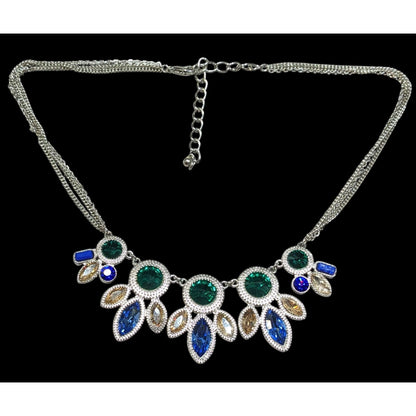 Elegant Jewel Tone Mermaidcore Gemmed Statement Necklace