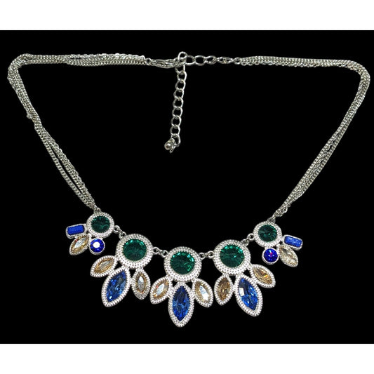 Elegant Jewel Tone Mermaidcore Gemmed Statement Necklace