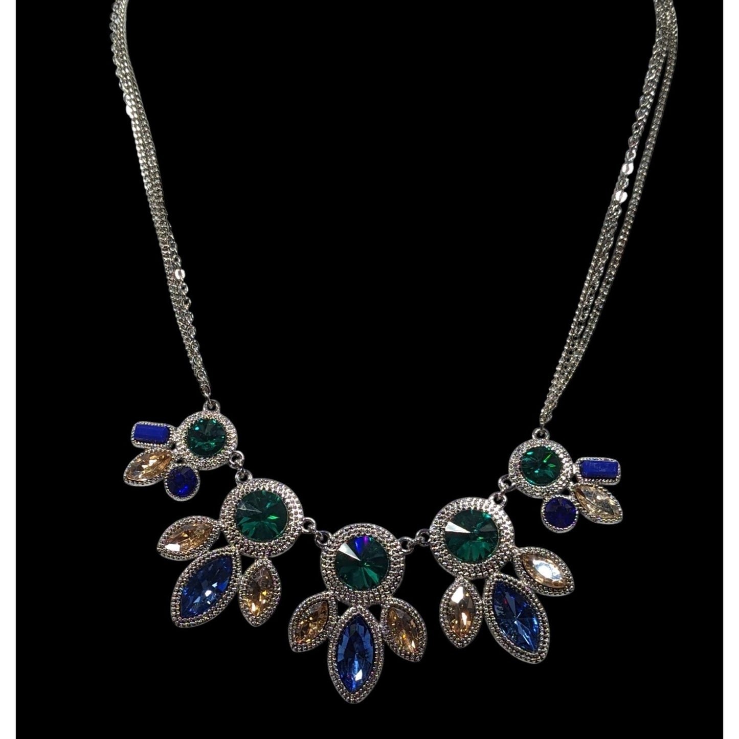Elegant Jewel Tone Mermaidcore Gemmed Statement Necklace