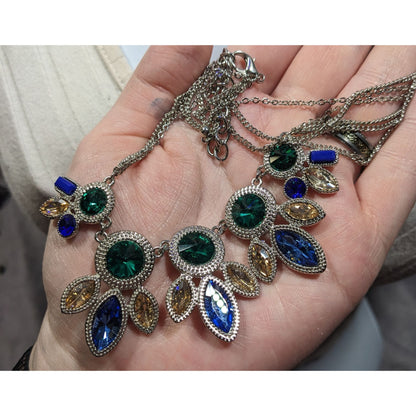 Elegant Jewel Tone Mermaidcore Gemmed Statement Necklace