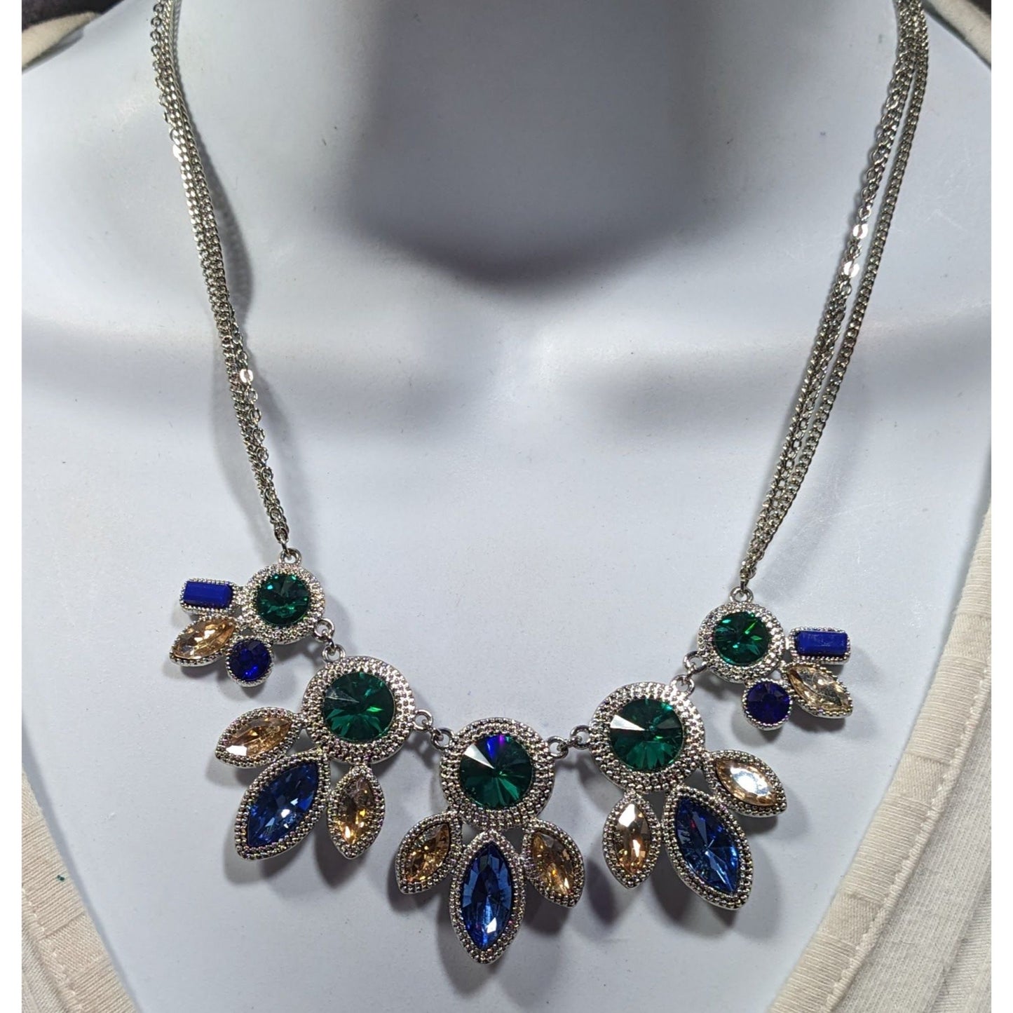 Elegant Jewel Tone Mermaidcore Gemmed Statement Necklace