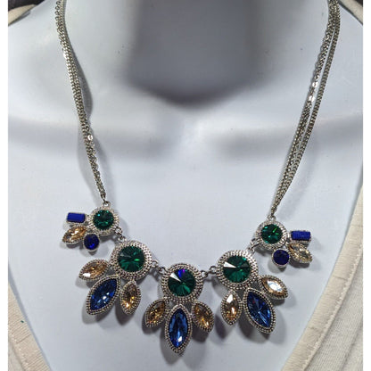 Elegant Jewel Tone Mermaidcore Gemmed Statement Necklace