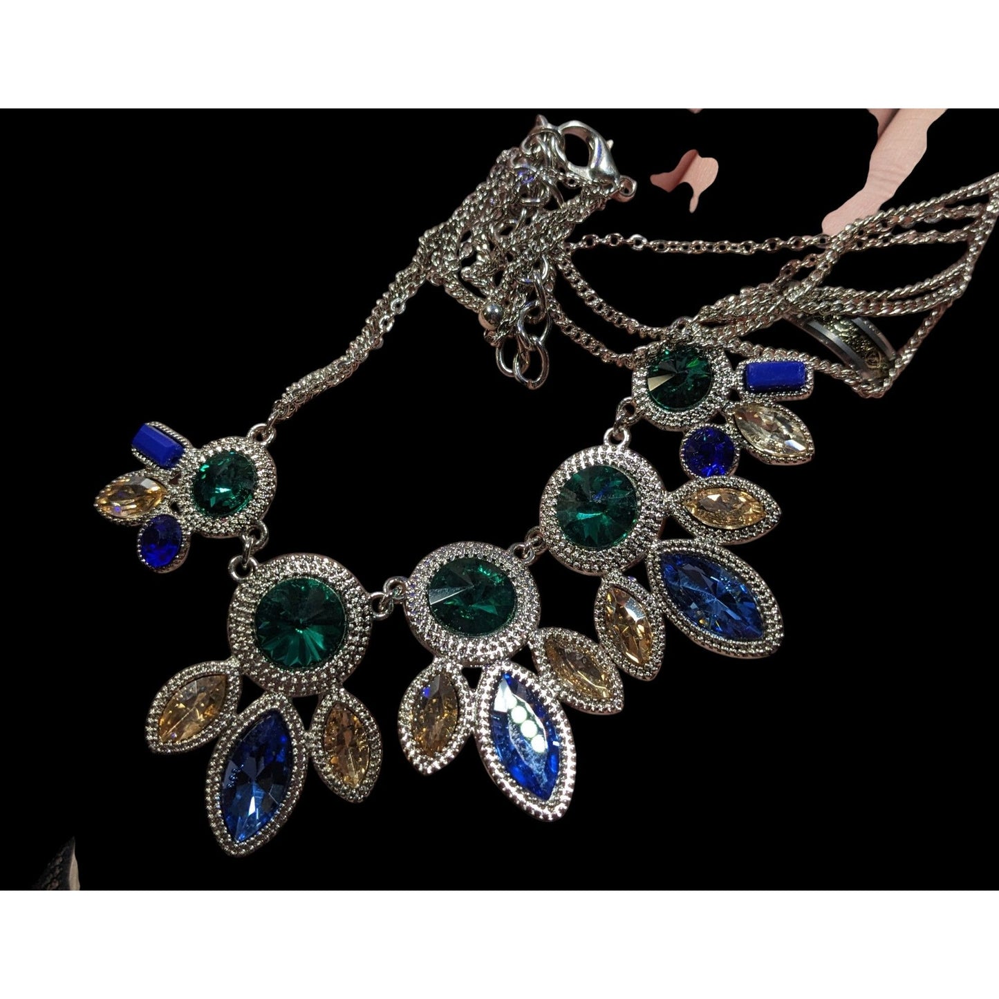 Elegant Jewel Tone Mermaidcore Gemmed Statement Necklace