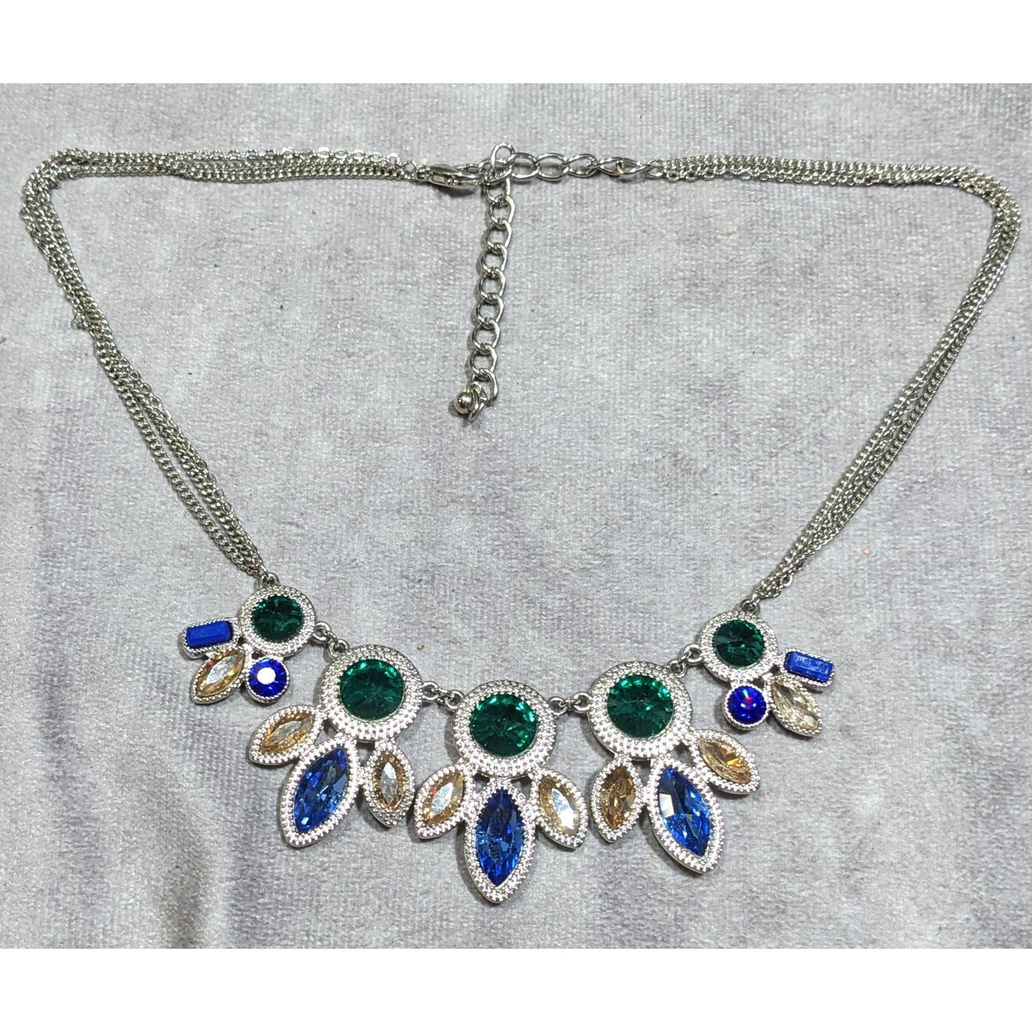 Elegant Jewel Tone Mermaidcore Gemmed Statement Necklace