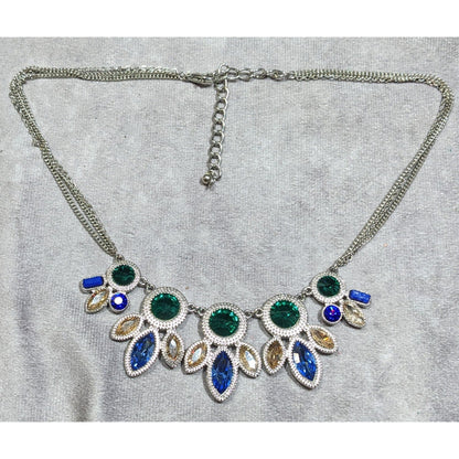 Elegant Jewel Tone Mermaidcore Gemmed Statement Necklace