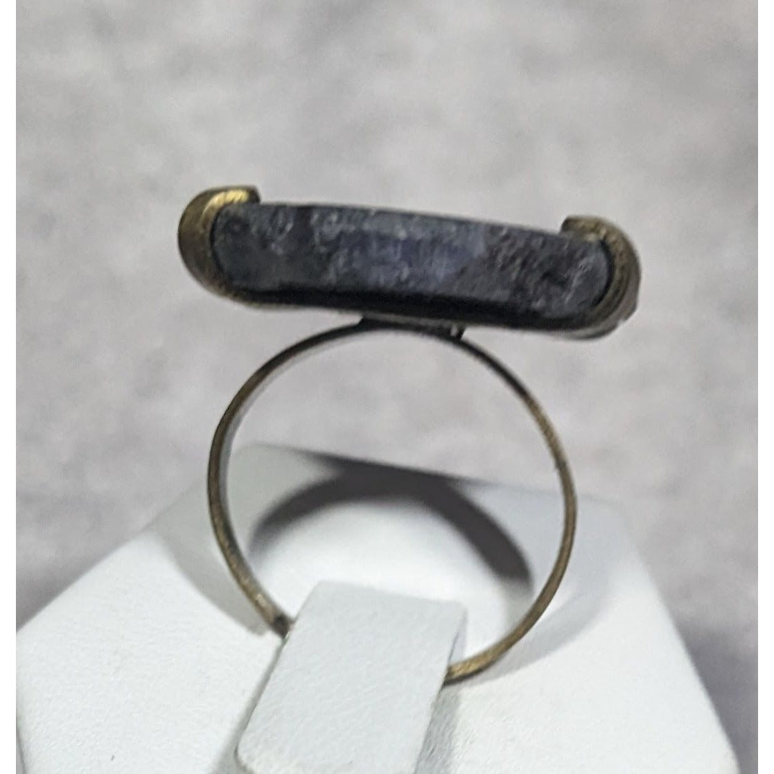 Dark Blue Dyed Geode Slice Adjustable Statement Ring Size 6 1/2