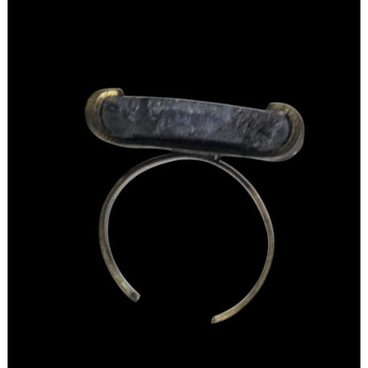 Dark Blue Dyed Geode Slice Adjustable Statement Ring Size 6 1/2