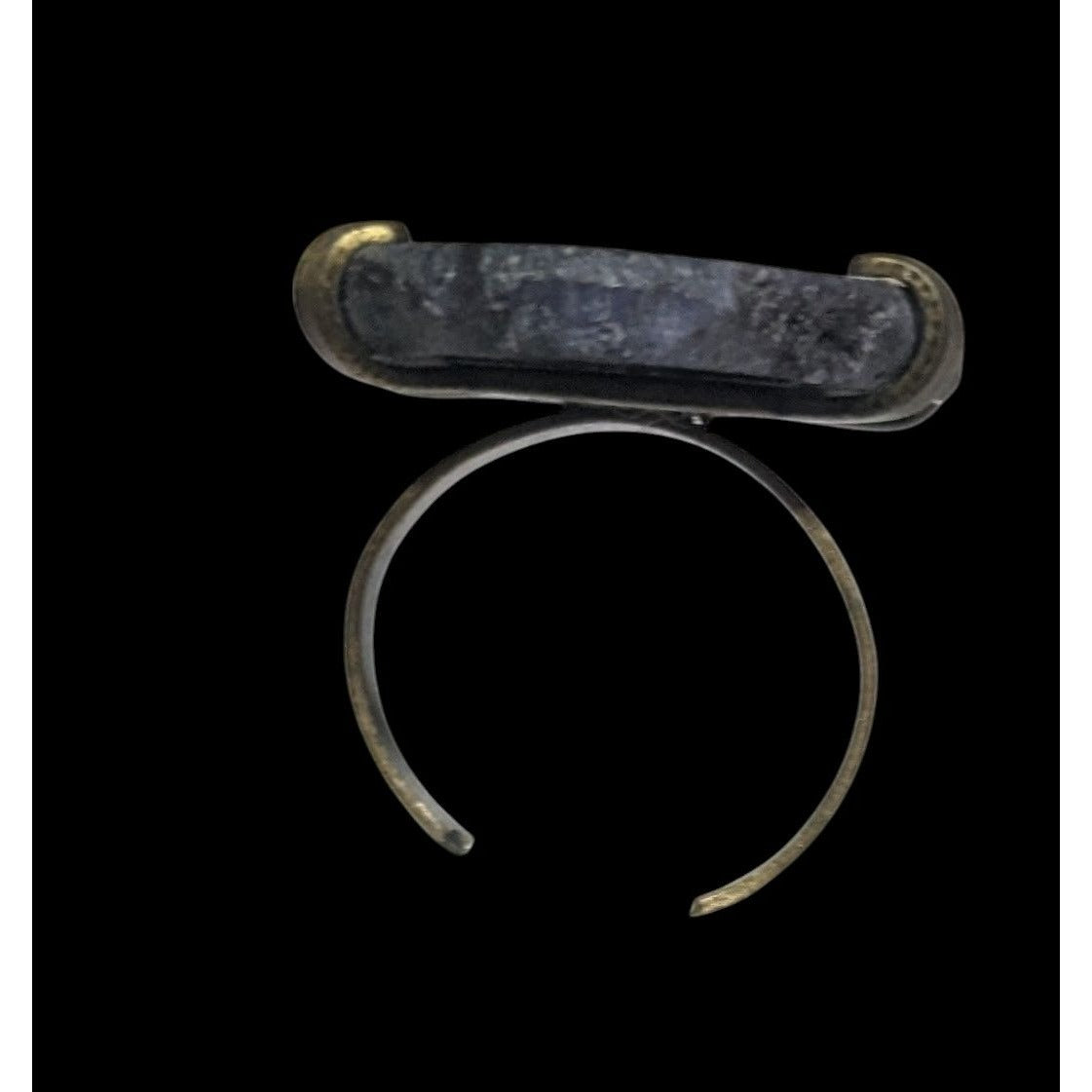Dark Blue Dyed Geode Slice Adjustable Statement Ring Size 6 1/2