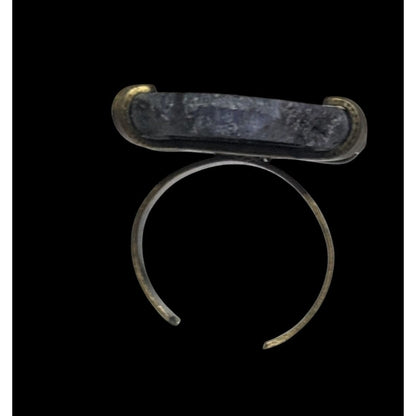 Dark Blue Dyed Geode Slice Adjustable Statement Ring Size 6 1/2