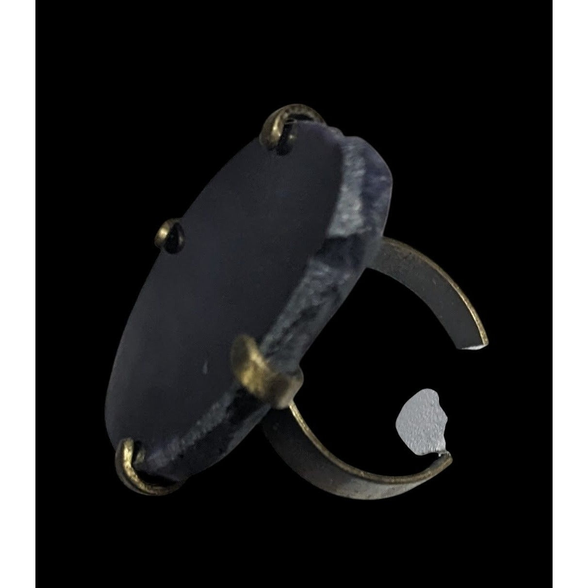Dark Blue Dyed Geode Slice Adjustable Statement Ring Size 6 1/2
