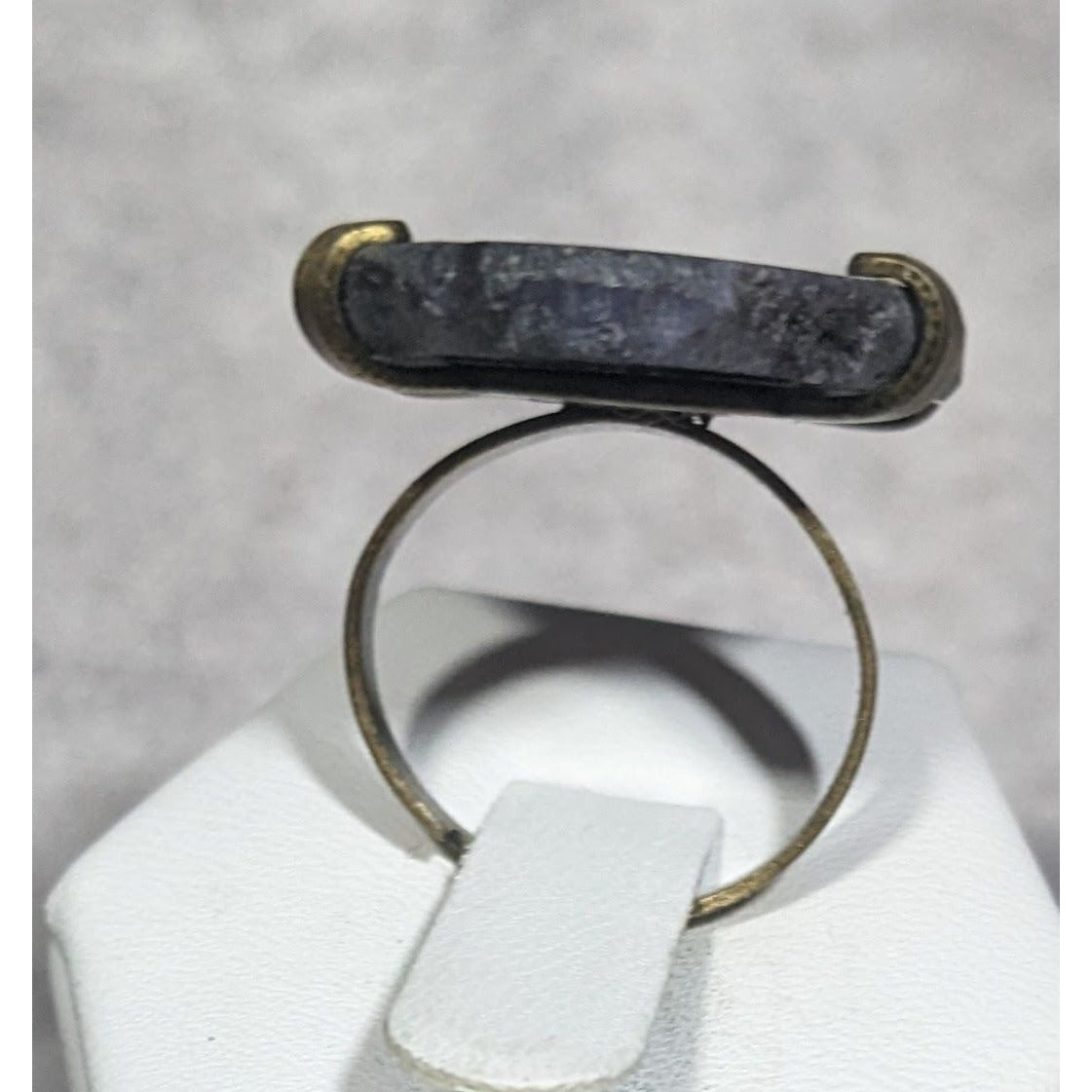 Dark Blue Dyed Geode Slice Adjustable Statement Ring Size 6 1/2