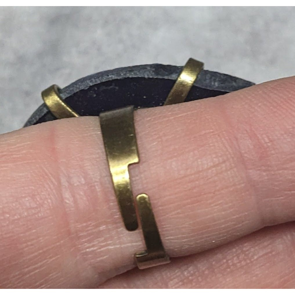 Dark Blue Dyed Geode Slice Adjustable Statement Ring Size 6 1/2