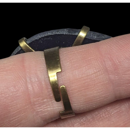 Dark Blue Dyed Geode Slice Adjustable Statement Ring Size 6 1/2