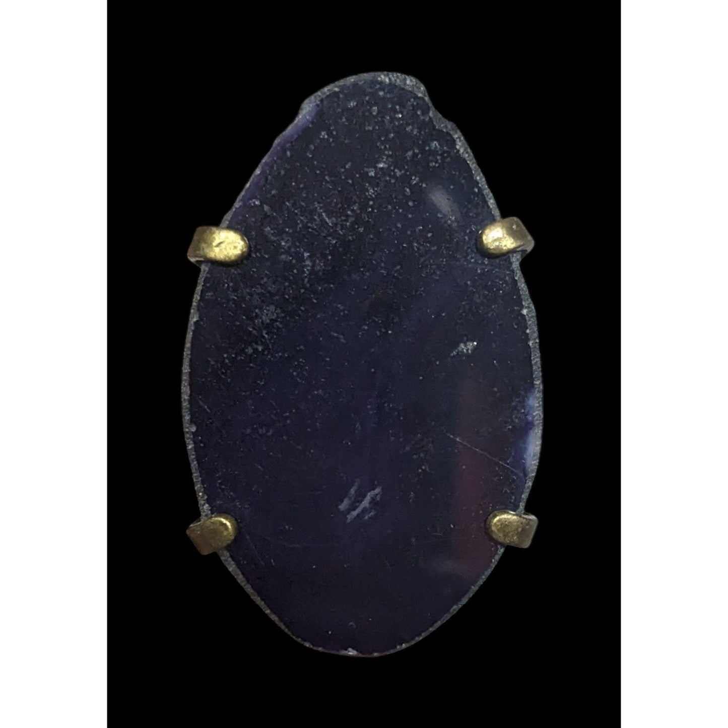 Dark Blue Dyed Geode Slice Adjustable Statement Ring Size 6 1/2