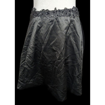 Handmade Gothic Knee Length Skirt With Floral Embroidered Waist