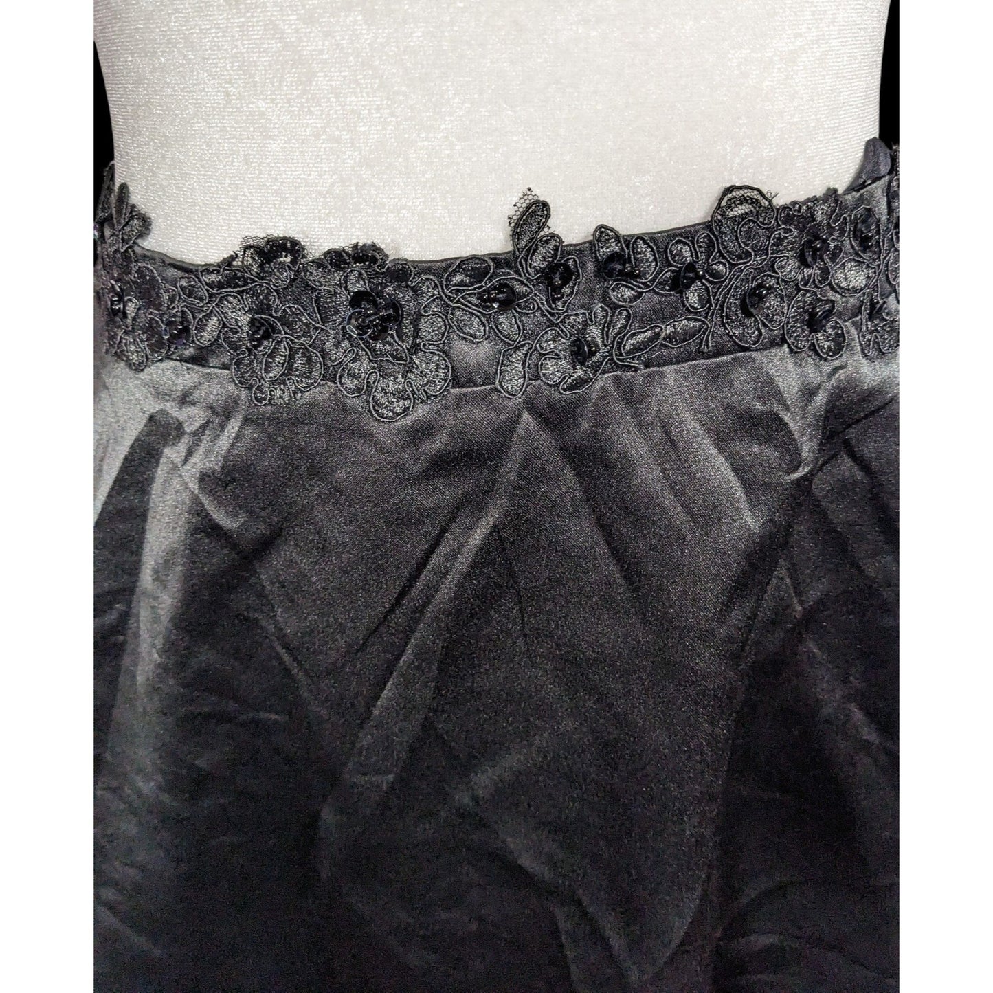 Handmade Gothic Knee Length Skirt With Floral Embroidered Waist