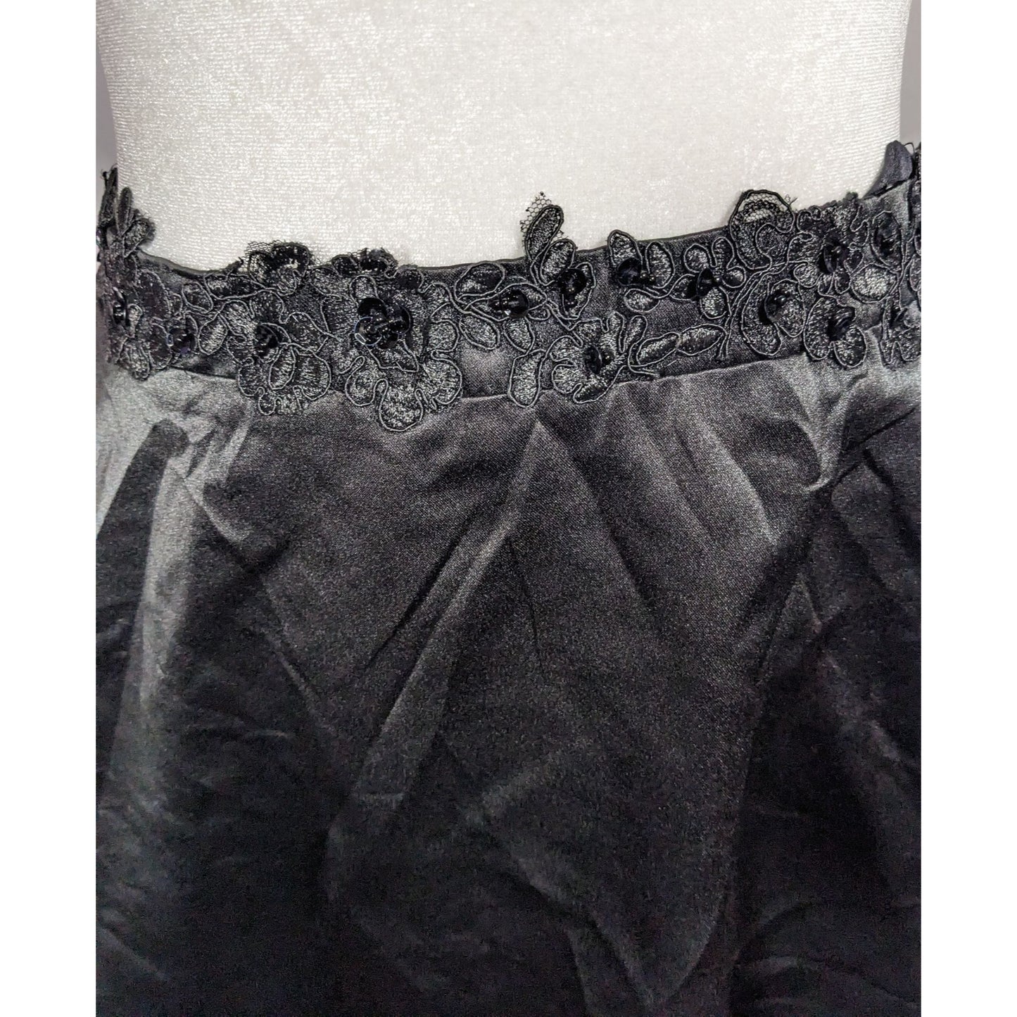 Handmade Gothic Knee Length Skirt With Floral Embroidered Waist