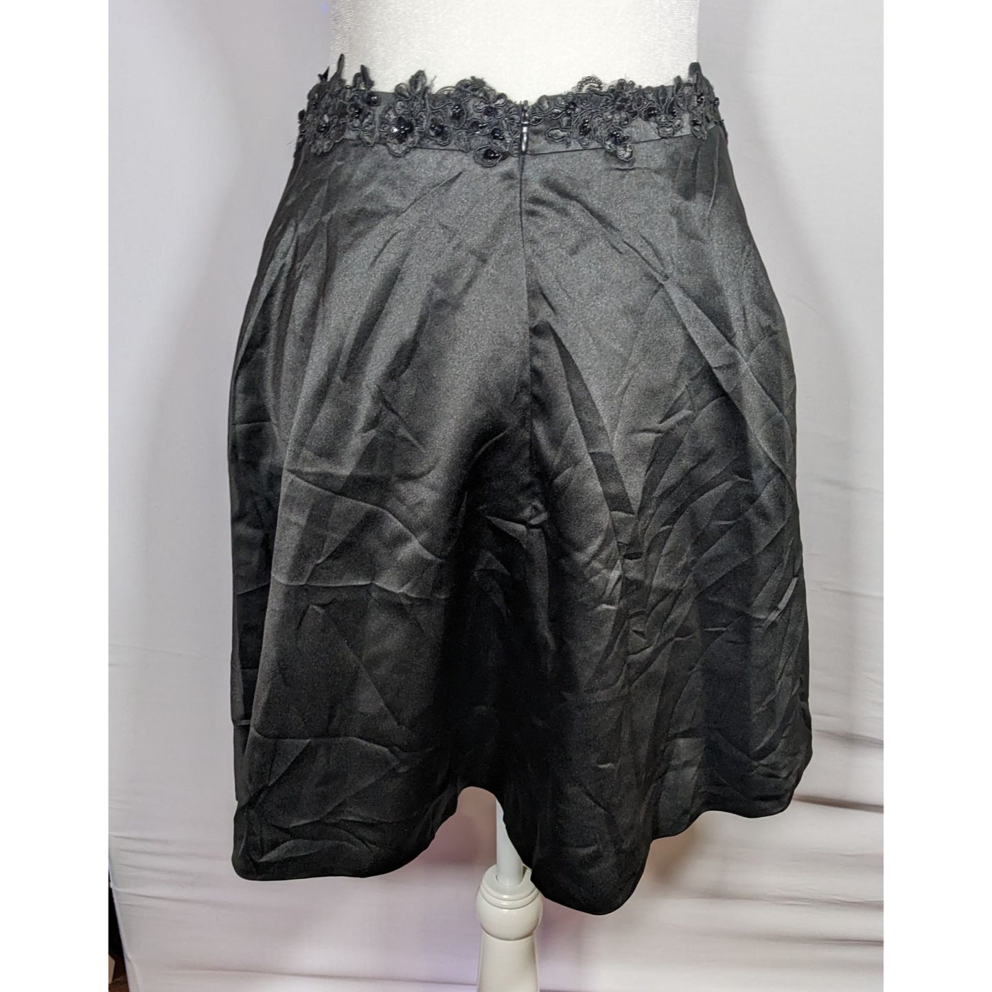 Handmade Gothic Knee Length Skirt With Floral Embroidered Waist