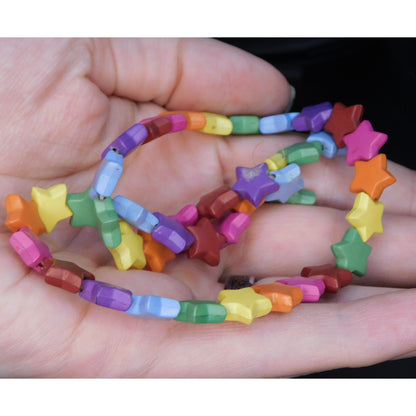 Kidcore Rave Rainbow Star Beaded Necklace