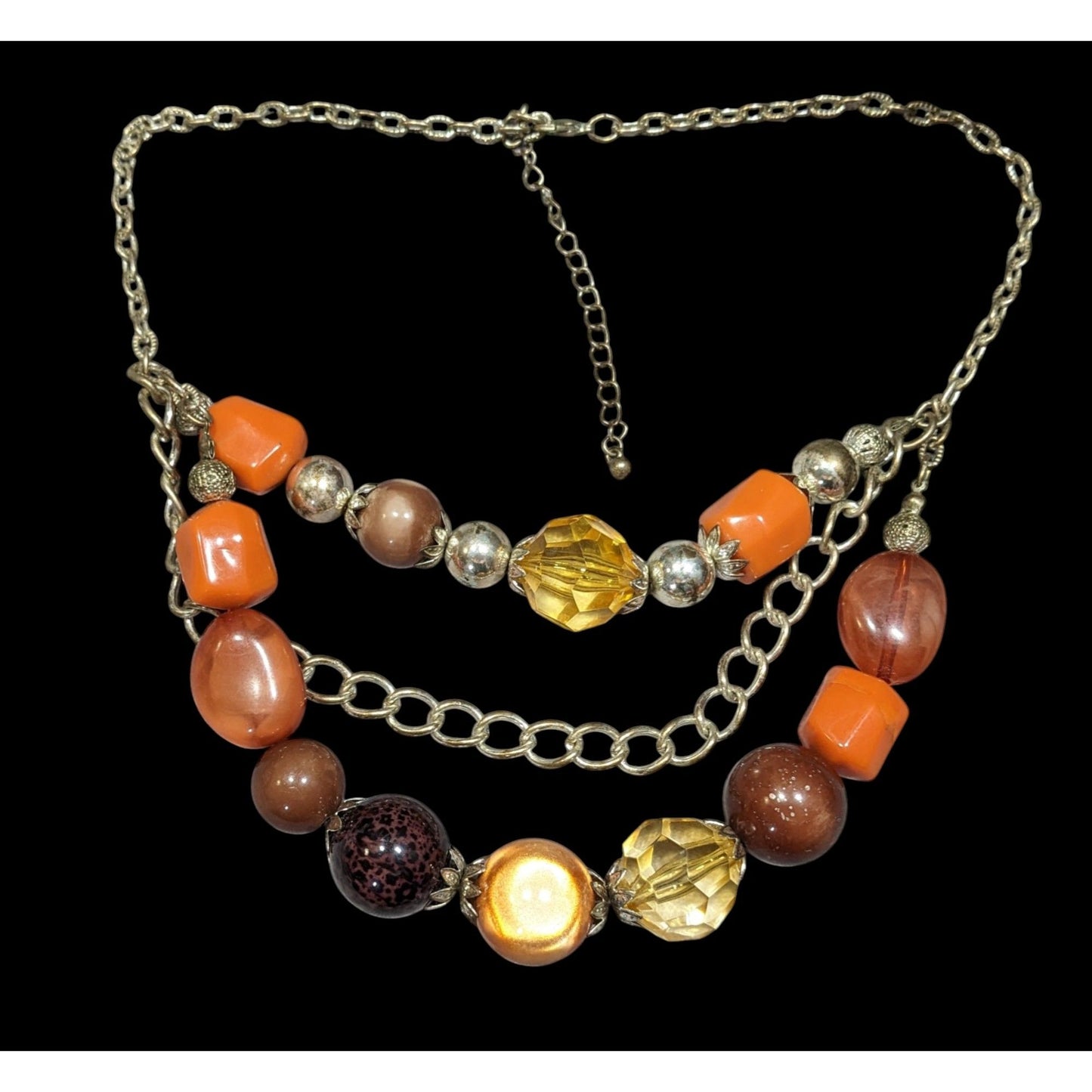 Chunky Earth Tone Beaded Layered Necklace