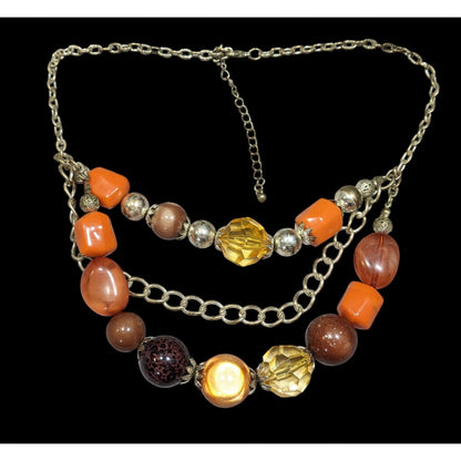 Chunky Earth Tone Beaded Layered Necklace