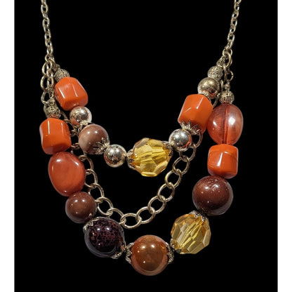 Chunky Earth Tone Beaded Layered Necklace