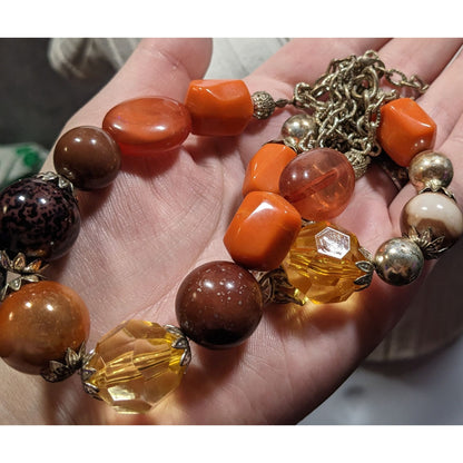 Chunky Earth Tone Beaded Layered Necklace