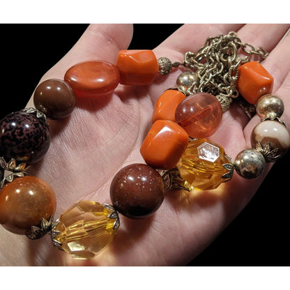 Chunky Earth Tone Beaded Layered Necklace