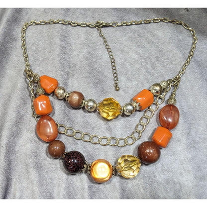 Chunky Earth Tone Beaded Layered Necklace
