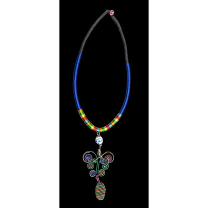 Rainbow Fairycore Wire And Thread Statement Pendant Necklace