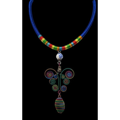 Rainbow Fairycore Wire And Thread Statement Pendant Necklace