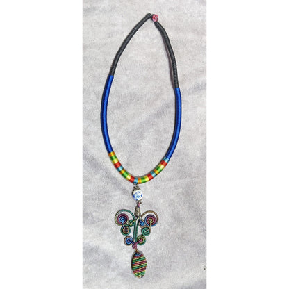 Rainbow Fairycore Wire And Thread Statement Pendant Necklace