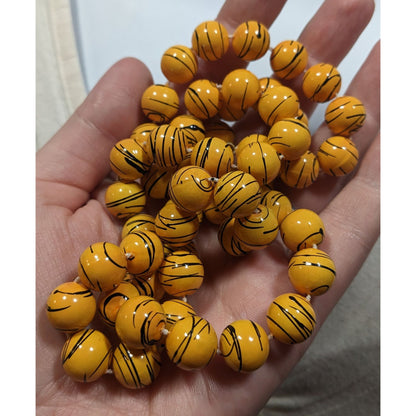 Vintage 80s Yellow And Black Paint Splatter Necklace